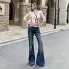 Pantalones de Mezclilla Holgados de Pierna Ancha Estilo Retro Americano Desgastado de Tiro Bajo Chica Picante Versátiles Otoño/Invierno Nuevos para Mujer