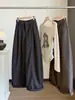 Pantalones de Pierna Ancha Casual de Mezcla de Lana Elásticos de Cintura Alta Estilo Retro Coreano para Mujer 2026 Otoño Nueva Llegada Pantalones Banana Curvos Adelgazantes