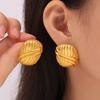 Pendientes de moda, ligeros, de lujo, sencillos, personalizados, con diseño de costura de múltiples capas, geométricos, ovalados, de acero de titanio, chapados en oro.