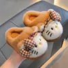 Chinelos de Algodão de Inverno para Crianças Gato Meninos Meninas Quentes Pelúcia Veludo Extra Peludo Casa Fofo Pai-Filho Bebê Calcanhar Fechado Sapatos de Algodão