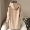 Abrigo de Lana con Capucha Doble Cara Largo para Mujer Primavera 2026, Nuevo Producto Haining, Chaqueta de Lana con Botones de Cuerno