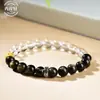 Pulseira Original de Cristal Obsidiana Branca Natural para Mulheres, Contas da Sorte de Cristal para o Ano de Nascimento, Pulseira DIY, Atacado de Cristais