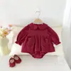 Ropa de bebé, colección de otoño, mameluco rojo para bebés niñas, conjunto para recién nacidos, mameluco festivo de manga larga para celebración de los cien días