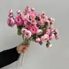 Camelia Artificial de Terciopelo de 7 Cabezas, Peonía Falsa, Accesorios de Boda, Decoración del Hogar, Lisianthus Multicapa, Camelia Lirio de Rocío