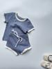 Ins Estilo Coreano Cuello Redondo Pantalones Cortos Cruzados Manga Corta Rayas en las Axilas Algodón para Hombres y Mujeres Traje de Bebé Verano Refrescante Pantalones Cortos Cubierta