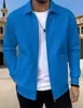 2026 nueva chaqueta cárdigan casual de ajuste slim para hombre, primavera y otoño, con cremallera, bolsillos, solapa, color liso, transfronteriza