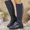 Botas Longas Estilo Britânico Tamanho Grande em Estoque, Botas até o Joelho, Botas de Cano Alto para Mulheres, Botas de Couro Versáteis para Mulheres Atacado