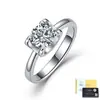 Plata de ley S925, diseño de cabeza de toro, anillo de mujer de moissanita, engaste cuadrado clásico con cuatro garras, con una sola piedra redonda, joyería minimalista europea y americana