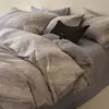 Juego de ropa de cama de cuatro piezas de alta calidad, amigable con la piel, todo algodón cepillado, funda de edredón estilo nórdico simple, ropa de cama de algodón puro, juego engrosado