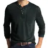 Camiseta de Manga Larga para Hombre 2026 Transfronteriza Algodón Corte Delgado Cuello Henley Bolsillo Camisa Base Transpirable Absorbe la Humedad Top para Hombre