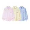Camisa Azul Juvenil con Bordado Floral 3D para Hombres y Mujeres, Camisa Casual Suelta de Manga Larga Dopamina de Primavera para Parejas