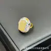 Anillo de Perla de Piedra Cruda Natural Nuevo, Anillo Hecho a Mano Incrustado con Arcilla, Joyería Personalizada con Diamantes Completos, Venta al por Mayor Directamente del Fabricante