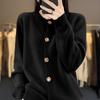 Cardigan de Punto Casual Versátil Color Sólido Cuello Redondo Nuevo Primavera Otoño Clase Nanyou Shenzhen para Mujer