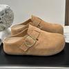 Chinelos Birkenstock-Style Fechados na Ponta com Aumento de Altura de 5cm para Mulheres, Novo Versátil Respirável Casual Meio Chinelo Fechado na Ponta para Mulheres 2026