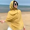 Xale Fino de Algodão e Linho Estilo Coreano com Proteção Solar, Lenço Longo de Gaze Artístico Vintage, Versátil para Viagem e Fotografia, Lenço e Lenço de Cabeça