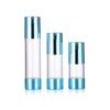 Botella de Loción al Vacío en Forma de U Electroplateada Azul Tipo Bomba Botella Vacía 15ml30ml50ml Juego de Botellas al Vacío