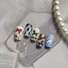 Pegatinas para Uñas Año Nuevo Año del Caballo Repujadas 2026 Tendencia Popular de Internet Moderno Simple Patrón de Tela Caballo Pequeño Decoración de Uñas