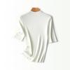 Primavera 2026 Nuevo Estilo Cuello Semi Alto, Manga Media, Mezcla de Lana, Elegante Estilo para Viajar al Trabajo, Manga Media, Cuello Alto Pequeño, Ropa de Punto Interior