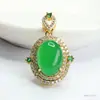 Colgante de Calcedonia Verde Natural Guan Yu Collar de Ágata Joyería de Estilo Vintage Venta al por Mayor en Vivo Dropshipping S4111902L