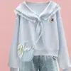 Conjunto de Duas Peças Jeans Moda Tendência Individual com Top de Manga Longa com Gola de Marinheiro e Acabamento em Renda Estilo College Primavera/Outono 2026