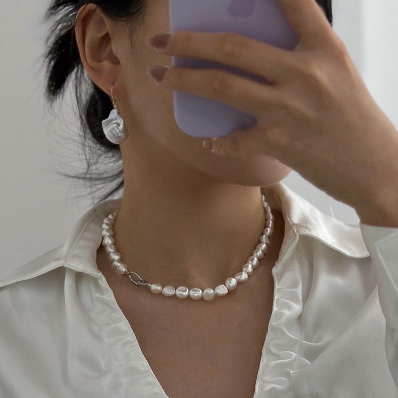 不规则巴洛克珍珠项链女14k注金法式高级感天然淡水珍珠项链秋冬