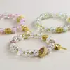 Pulsera de Cuentas de Cristal Sakura para Mujer, Lujo Ligero, Sensación de Alta Gama, Joyería Rosa Estilo Vintage, Venta al por Mayor para Transmisiones en Vivo y Puestos de Mercado
