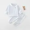 Conjunto de roupa íntima térmica de outono para bebê, conjunto quente de fleece macio para meninos e meninas, roupas que protegem a barriga, camada base separada, roupa de casa