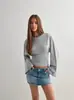 Amazon 2026 Moda Femenina Europea y Americana Transfronteriza Nuevo Color Sólido Cuello Redondo Hombro Normal Manga Ancha Ajustado a la Cintura Sexy Top de Manga Larga