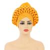 Bufanda Ajustable para la Cabeza de Aliexpress, Gorro Trenzado de Capas Espaciales, Sombrero Africano con Pedrería, Sombrero Indio Gele Automático