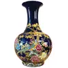 Vaso de Cerâmica Jingdezhen, Novo Estilo Chinês, Brocado Azul Profundo, Futuro Auspicioso, Ornamento de Chão, Armário de TV da Sala de Estar, Decoração de Entrada