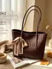 2026 Bolso Tote Grande de Patrón Tejido Vintage Transfronterizo Versátil Casual para el Trabajo Bolso de Hombro de Moda Bolso de Axila
