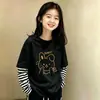 Nueva camiseta de algodón puro de manga larga para niñas de primavera y otoño, elegante conjunto de dos piezas estilo coreano para niños mayores