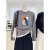 Camiseta Larga de Manga Larga de Moda y Juvenil para Mujer, Nuevo Estilo Primavera 2026, Camiseta Básica Ajustada de Canalé 100% Algodón con Hombros Normales