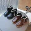 Botas Martin Estilo Coreano para Niñas con Lazo de Mariposa 2026 Nuevas Otoño/Invierno para Niños Cremallera Lateral Forro de Felpa Estilo Princesa Botines Cortos