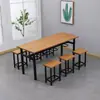 Mesa e cadeira de fast food 6 pessoas mesa e cadeira de refeitório banqueta suspensa de aço inoxidável mesa de jantar combinação de mesa e cadeira para refeitório escolar de empresa