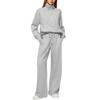 Conjunto Casual Duas Peças Europeu e Americano Transfronteiriço Feminino: Moletom Oversized com Meio Zíper e Calça Jogger de Pernas Largas, Traje de Cor Sólida