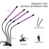 Luz de Planta X-Clip Amazon Transfronteiriça Luz de Crescimento de Planta de Quatro Cabeças Temporizador Ajustável USB Luz de Crescimento de Espectro Total