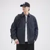 Camisa jeans casual estilo americano para homens, de manga comprida, novo modelo outono 2026, jaqueta de trabalho casual solta com gola de lapela, atacado