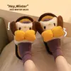 Pantufas Fofas de Pelo para Mulheres, Casa Outono/Inverno, Antiderrapante, Interno, Pantufas de Algodão Abertas na Ponta, Inverno Feminino, Desenho Animado, Popular no Instagram