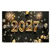 Tela de fondo para Año Nuevo 2027 transfronteriza, decoración de ambiente festivo para fiesta de Nochevieja europea y americana, banner fotográfico de tela colgante