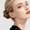 Pendientes Lanbo de Aleación de Titanio Chapados en Oro Aretes de Trébol de Cuatro Hojas de Titanio G23 Joyería para Piercings Labret