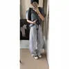 Pantalones de cuadros hombres mujeres verano nuevo retro americano cordón elástico cintura alta sueltos caída pierna recta ancha