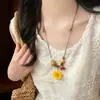 Collar Colgante Flor Amarilla Margarita Estilo Zen Chino Estilo Étnico Retro Colgante Largo Accesorio Nuevo Estilo 2026