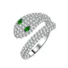 Múltiples Estilos de Anillos con Forma de Serpiente con Piedras de Circonia Completas, Lujo Ligero y Sensación de Alta Gama, Anillos de Serpiente Abiertos, Diseño de Nicho Anillos de Serpiente con Ojos Verdes