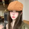 Gorra de Boina Retro Británica de Color Sólido para Mujer, Estilo Coreano Primavera y Otoño, Gorra de Pato Versátil que Adelgaza el Rostro, Boina de Calle de Moda para Pareja