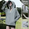 Roupa de Proteção Solar para Mulheres 2026 Novo Estilo Seda de Gelo Fio Original Anti-UV Fina Respirável Roupa Externa Aba Larga Jaqueta Solta