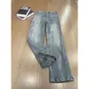 Jeans acampanados con estampado de rayo estilo americano para hombre, pierna recta, moda urbana, con bolsillos de parche, elegantes y estilizan, estilo Xintang