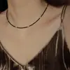 Collar de Espinela Negra Natural de Moda Lujo Ligero para Mujer Cadena de Clavícula Simple Elegante de Alta Calidad Cadena para Suéter Nueva 2026