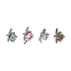 Accesorios para Uñas Lazo Largo de Ángulo Recto con Diamantes Apilados, Caramelo de Roca Blanco Brillante, Lazo Lateral Plateado Producto Terminado con Diamantes Apilados