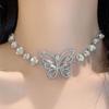 Novo Elegante Brilho Diamante Laço Noiva Vestido de Casamento Colar Franja Curta Sensação de Alto Padrão Acessórios de Gola Atmosférico